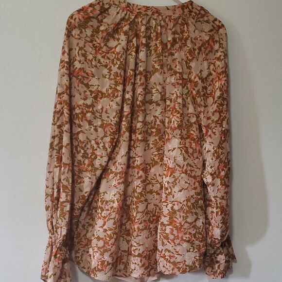 LA JOIE FLoral Blouse in Brown and Pink 3X - Picture 7 of 8